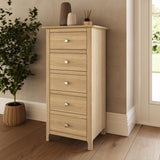 Taberno Oak 5 Drawer Chest Of Drawers Ready Assembled