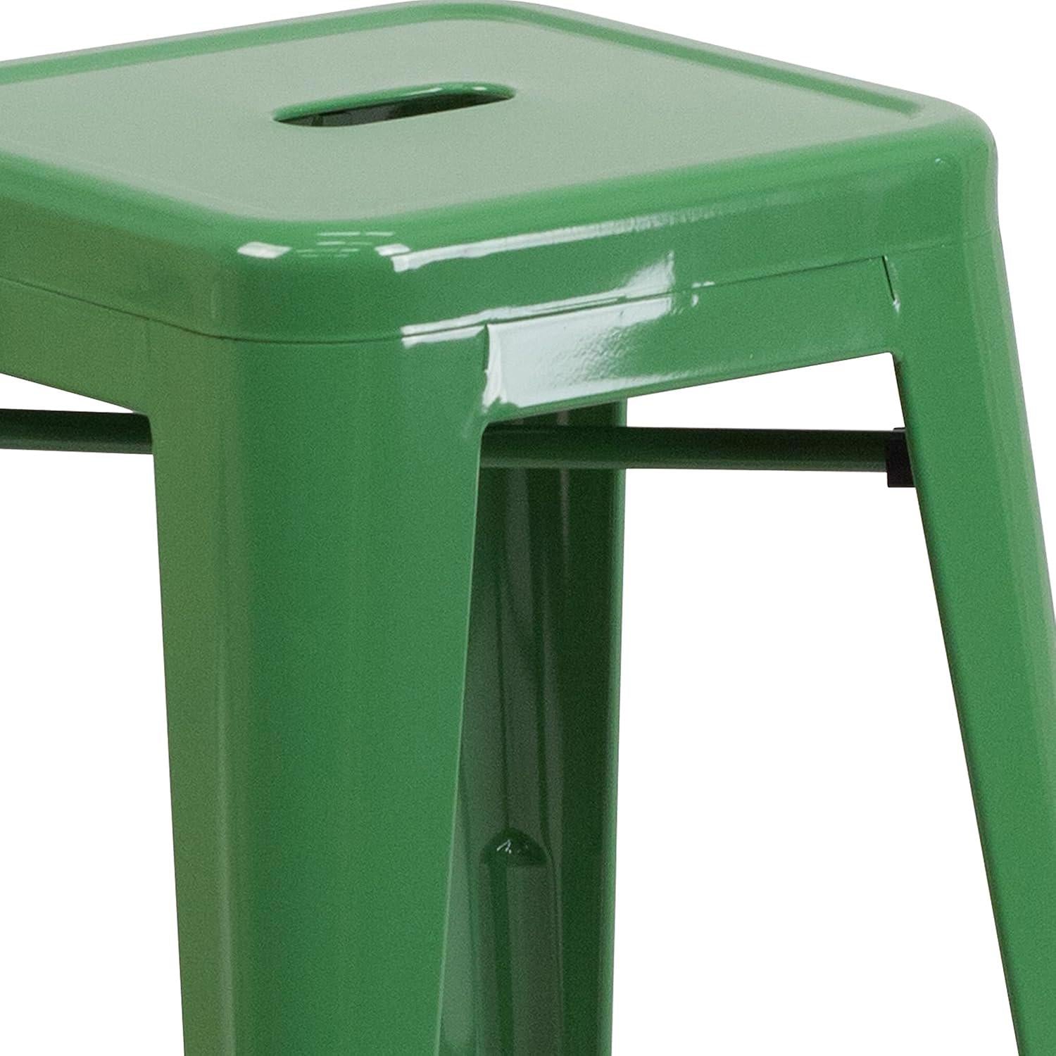 Lily 24 Industrial Style Bar Stool Green - Set of 4 - Modern Metal Counter Height