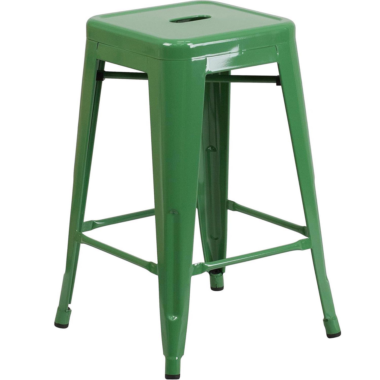 Lily 24 Industrial Style Bar Stool Green - Set of 4 - Modern Metal Counter Height