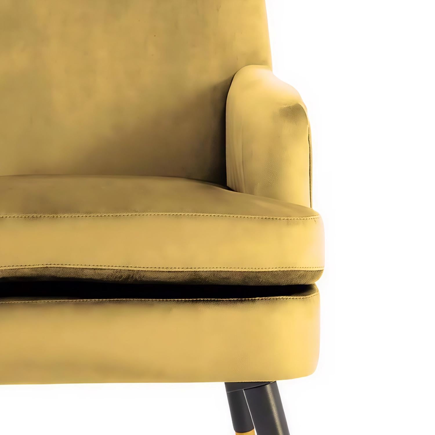 Loretta Accent Chair Mustard Velvet Padded Armchair