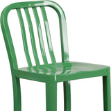 Gael Slat Back Commercial Bar Stool Green - Set of 2 - Modern Galvanised steel