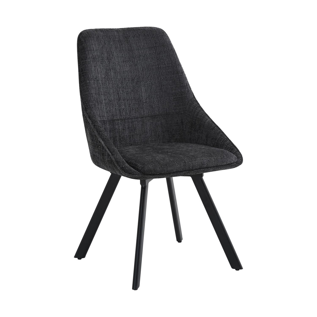 Monaco White Sintered Stone Dining Table With 4 Black Chenille Swivel Chairs