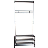 Industrial Urban Design Black Hallway Storage Rack With Hanging Rail