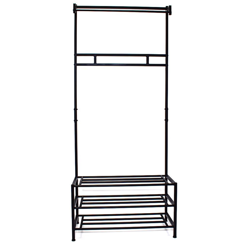 Industrial Urban Design Black Hallway Storage Rack With Hanging Rail