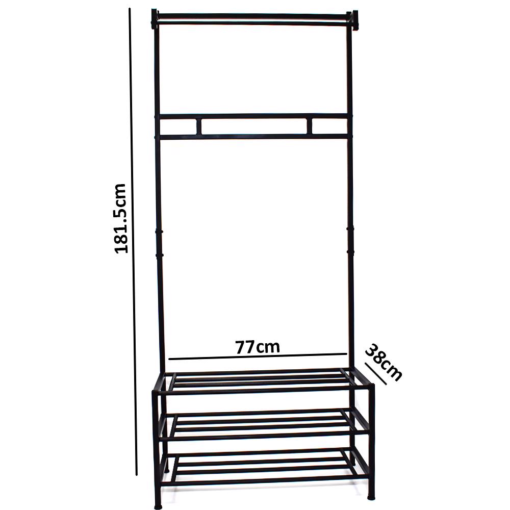 Industrial Urban Design Black Hallway Storage Rack With Hanging Rail