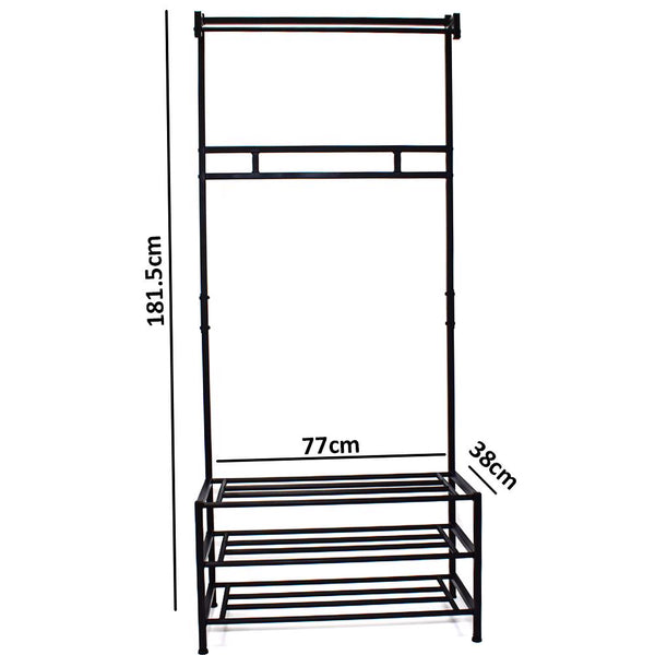 Industrial Urban Design Black Hallway Storage Rack With Hanging Rail