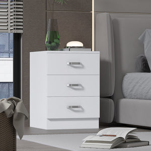 FWStyle Tunis 3 Drawer Bedside Chest Matt White