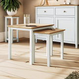 Taberno Oak Nest Of 2 Tables Linen White