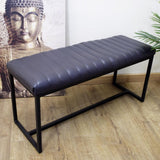 Artisan Grey Bench Genuine Leather Black Frame