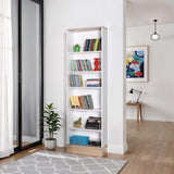 Adore Teen White & Oak 6 Tier Bookcase Shelving Unit