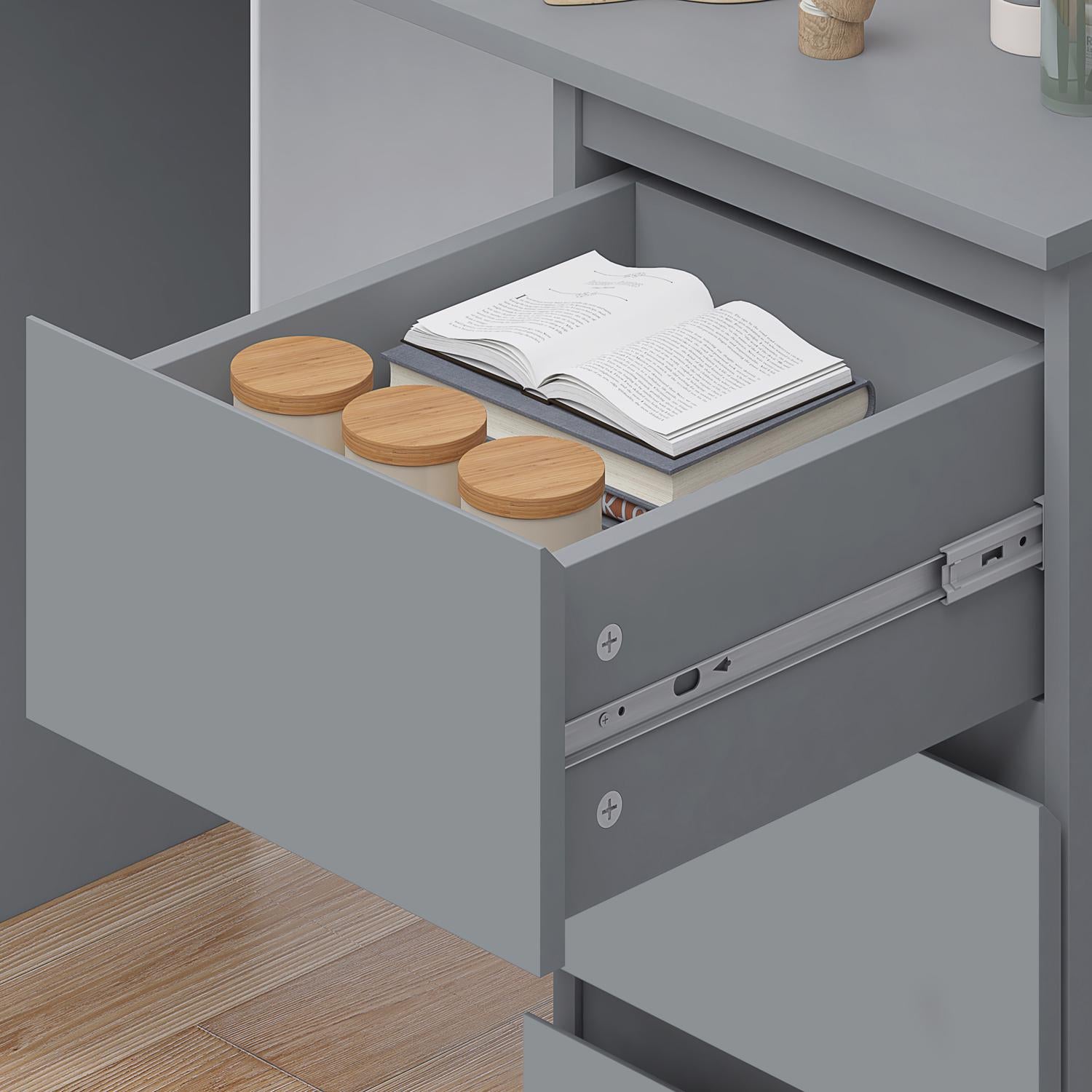 FWStyle Stora 3 Drawer Dressing Table - Matt Dark Grey