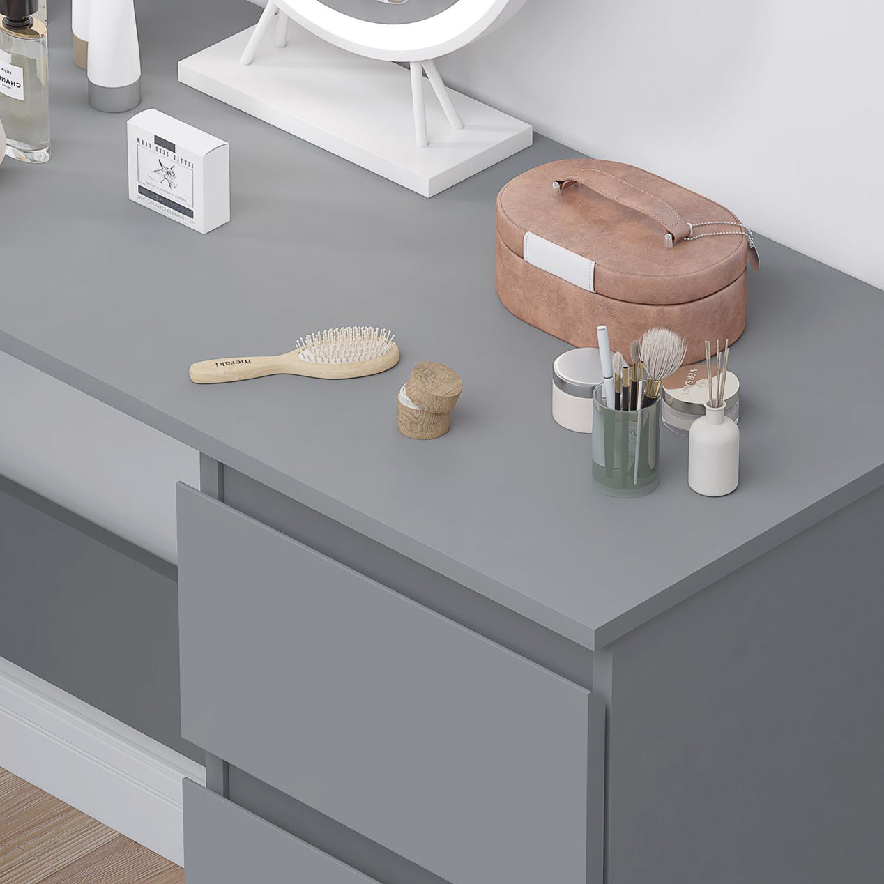 FWStyle Stora 3 Drawer Dressing Table - Matt Dark Grey