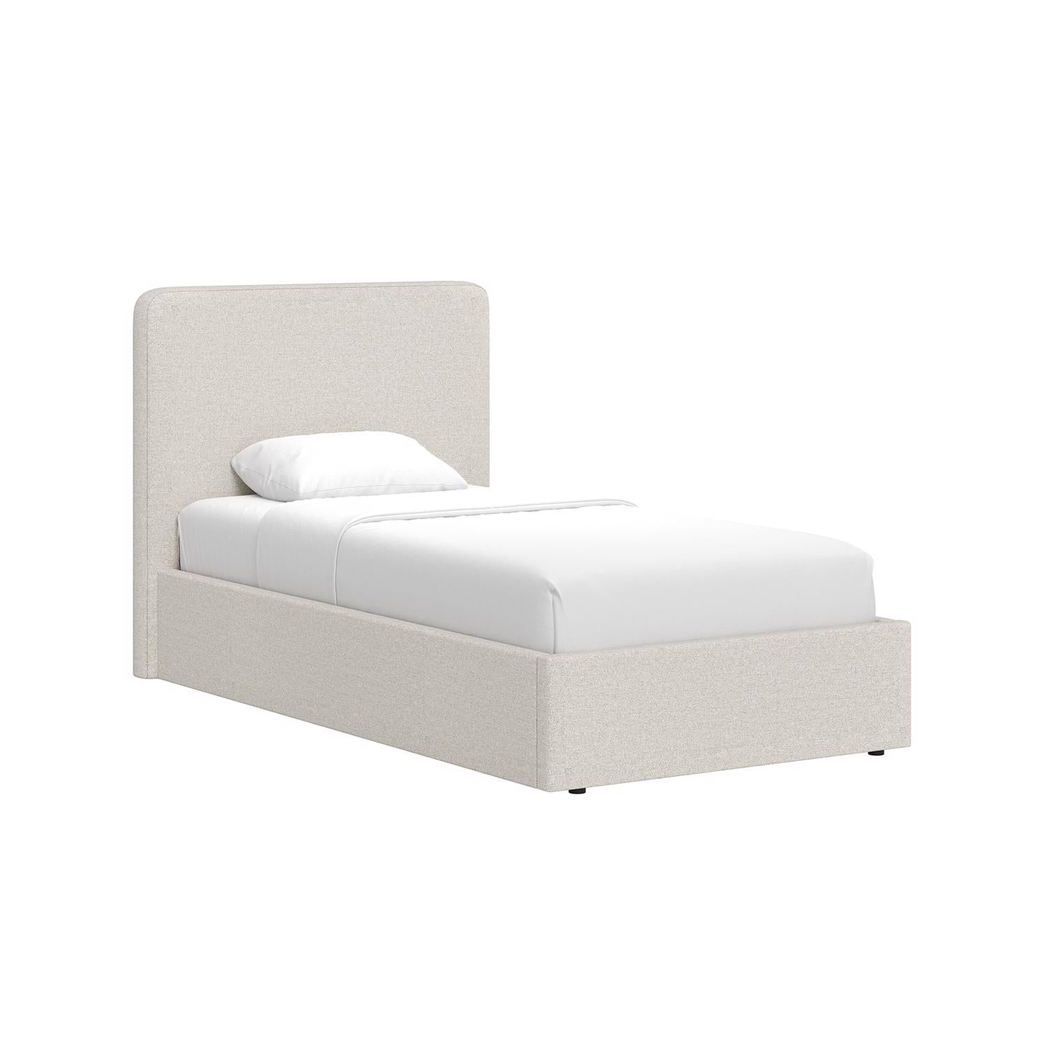 Beige Fabric Single Ottoman Storage Bedframe