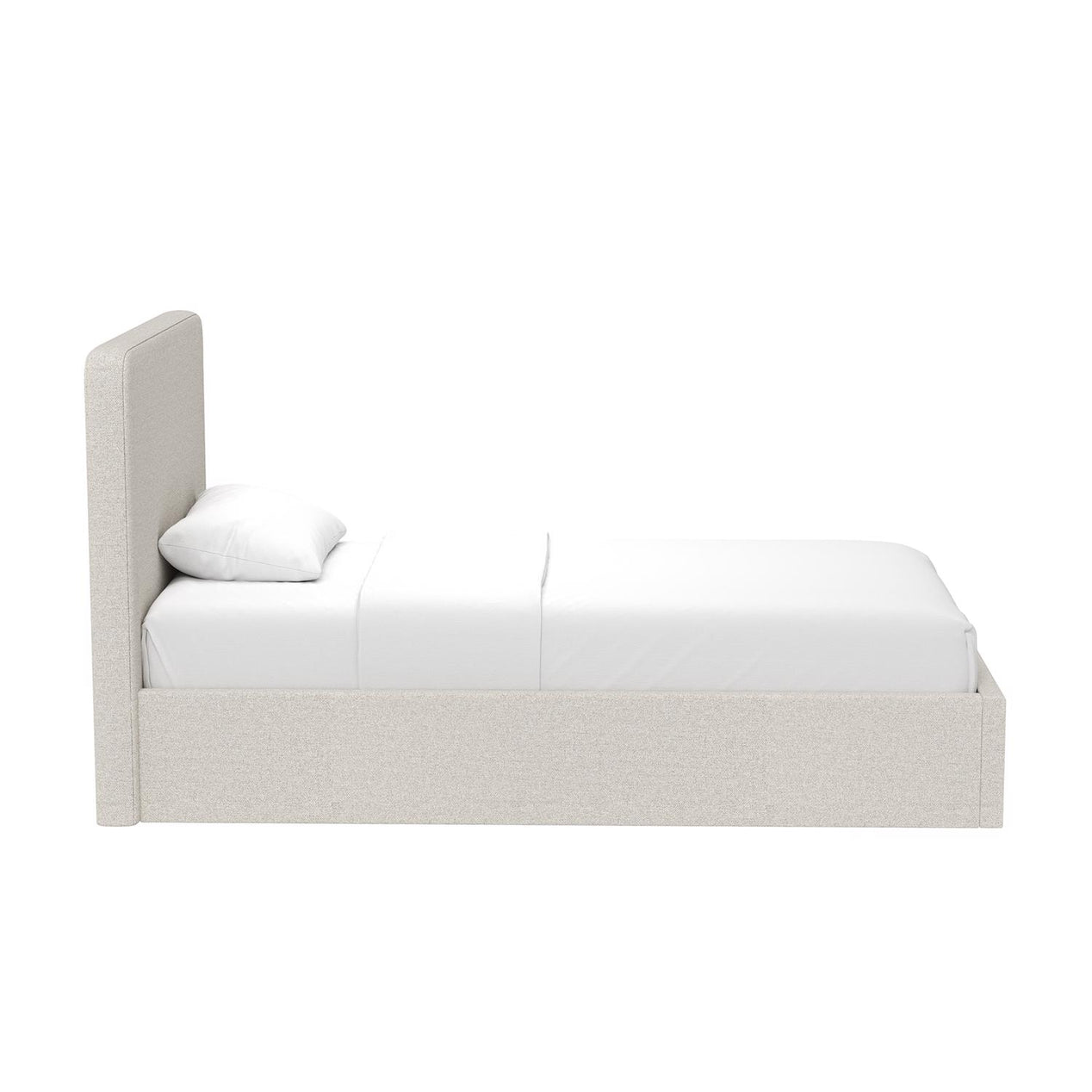 Beige Fabric Single Ottoman Storage Bedframe