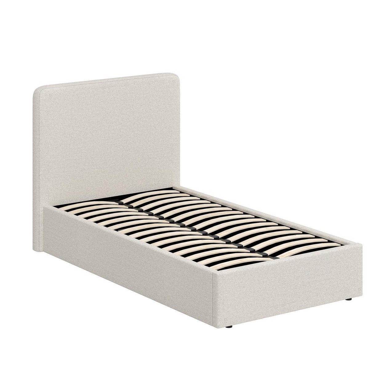 Beige Fabric Single Ottoman Storage Bedframe