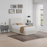 Beige Fabric Single Ottoman Storage Bedframe