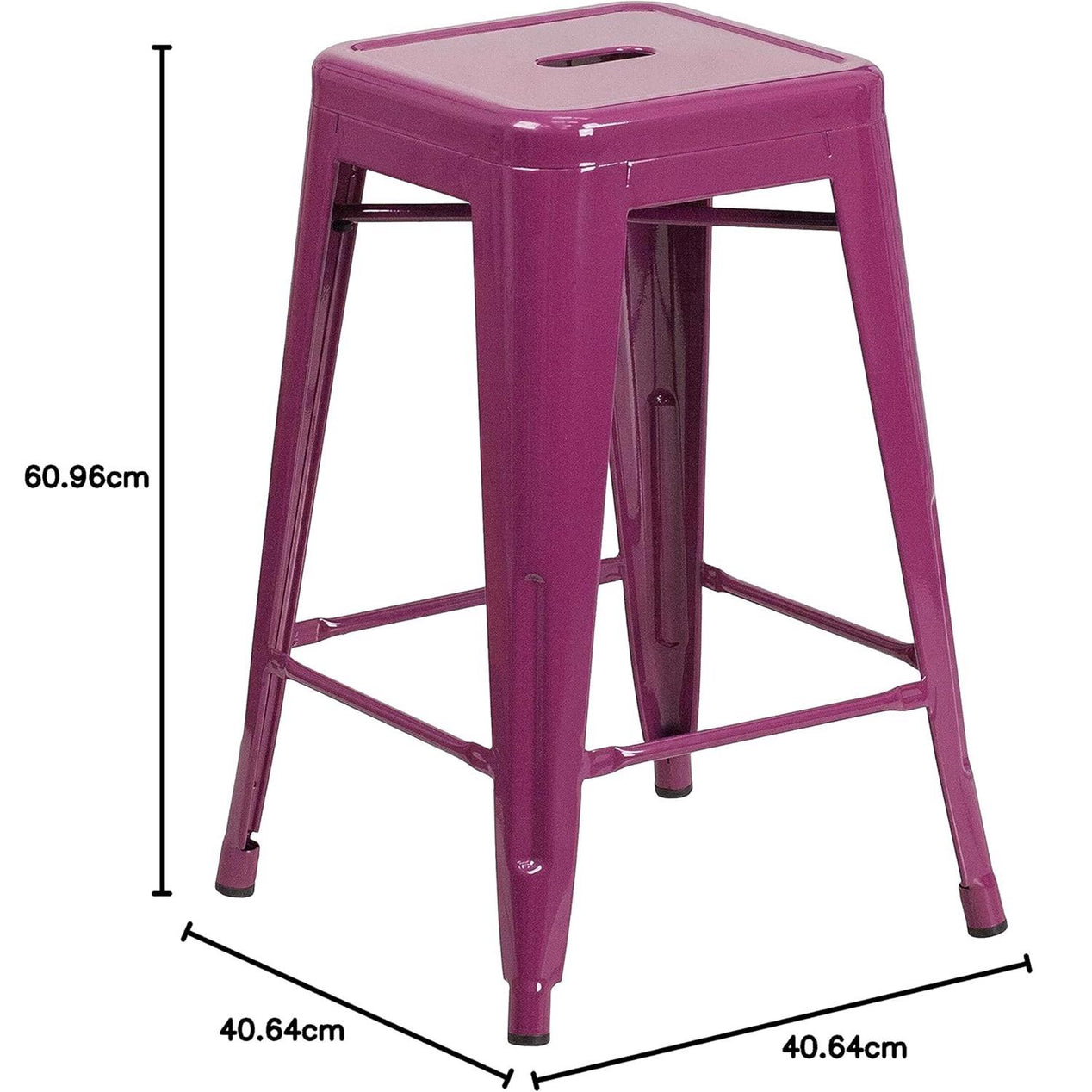 Kai 24 Industrial Style Bar Stool Purple - Set of 4 - Modern Metal Counter Height