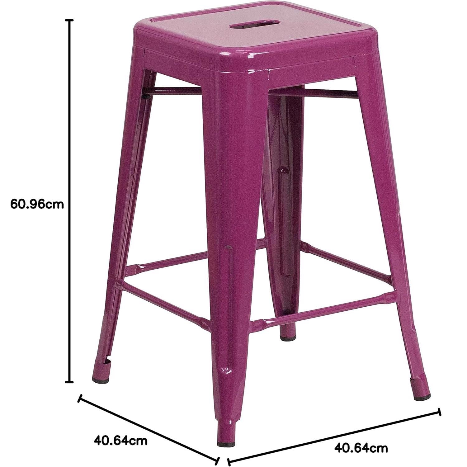 Kai 24 Industrial Style Bar Stool Purple - Set of 4 - Modern Metal Counter Height