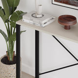 Modern Archie Console Table Sandstone 110cm with Black Metal Legs