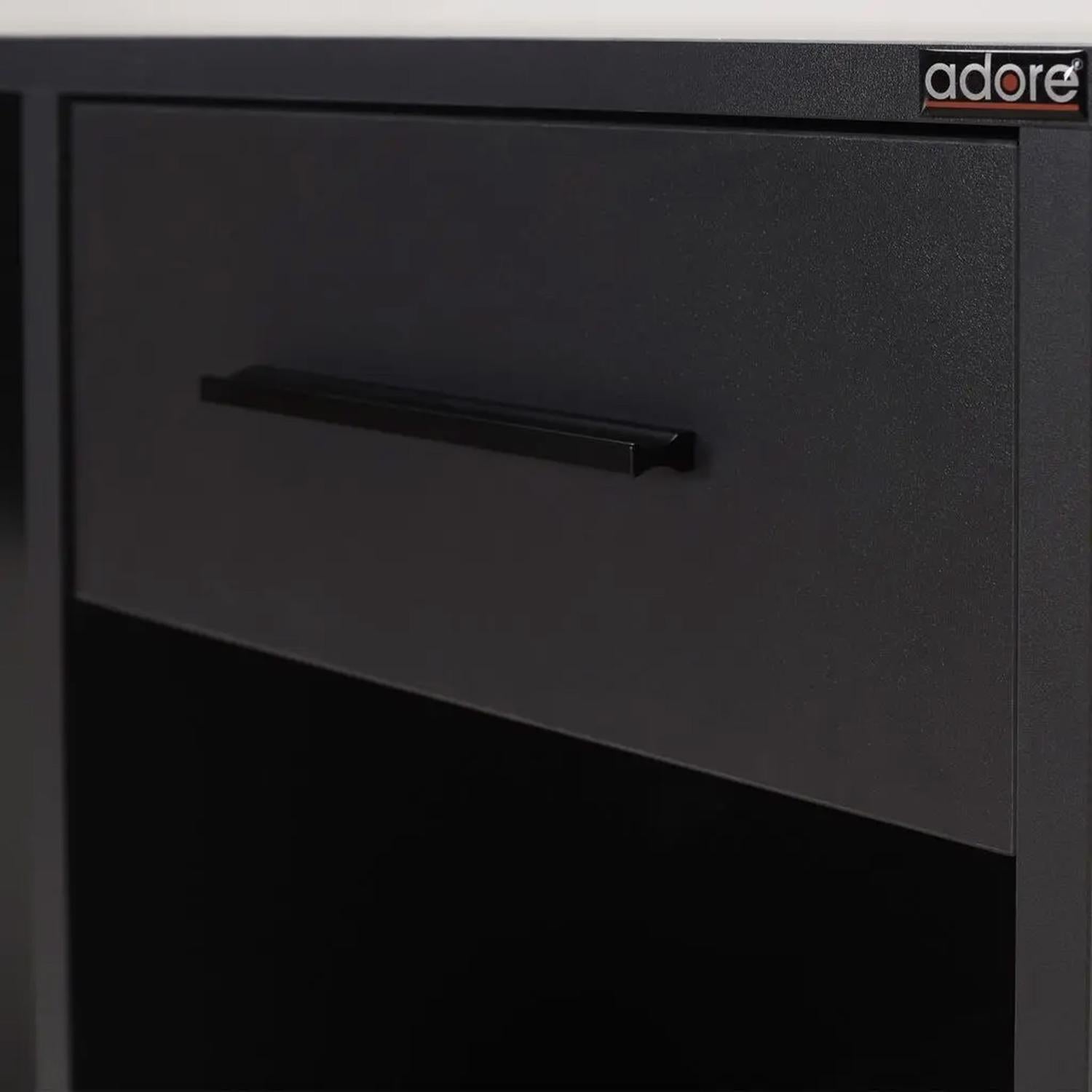 Adore Anthracite Grey Study Desk with Drawer & Shelves