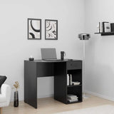 Adore Anthracite Grey Study Desk with Drawer & Shelves