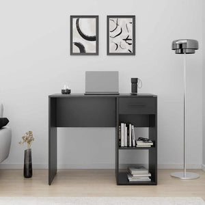 Adore Anthracite Grey Study Desk with Drawer & Shelves