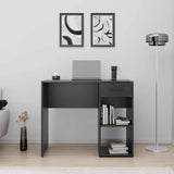 Adore Anthracite Grey Study Desk with Drawer & Shelves