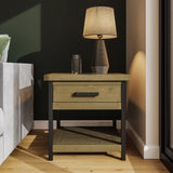 Lowry 1 Drawer Side Table Driftwood Lacquered Solid Reclaimed Pine