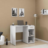 Adore Matt White Study Desk with Drawer & Shelves