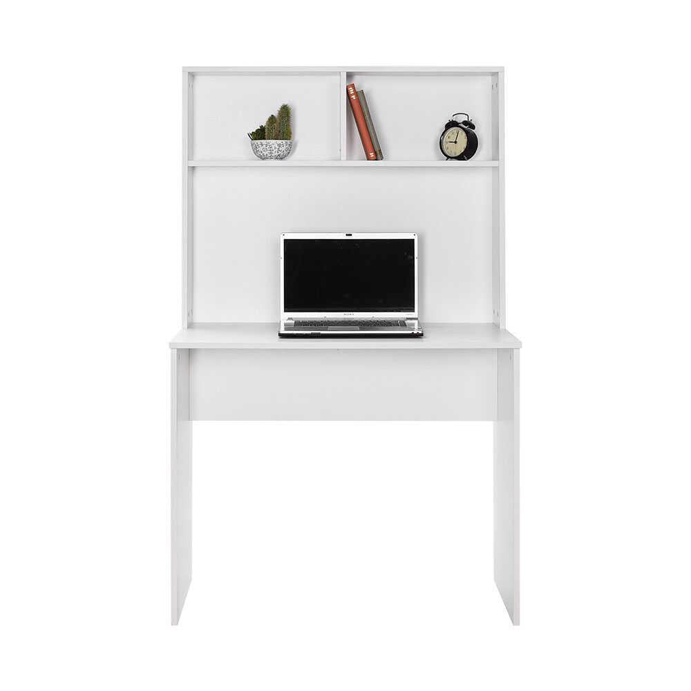 Adore Matt White Study Desk with Storage Hutch