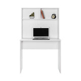 Adore Matt White Study Desk with Storage Hutch
