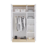 Adore Teen White & Oak 3 Door Wardrobe with Shelves