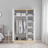 Adore Teen White & Oak 3 Door Wardrobe with Shelves