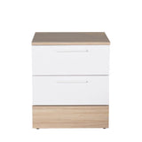 Adore Teen White & Oak 2 Drawer Bedside Table Nightstand