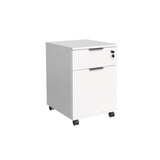Adore Rio Matt White Mobile Office Storage Cart With Lockable Drawer