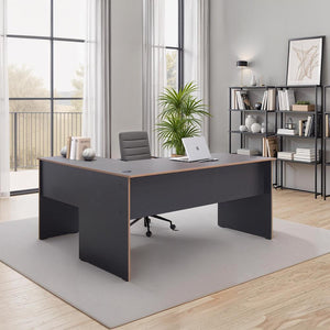 Adore Rio Anthracite Grey Corner Desk with Oak Trim - Large Reversible Office Desk