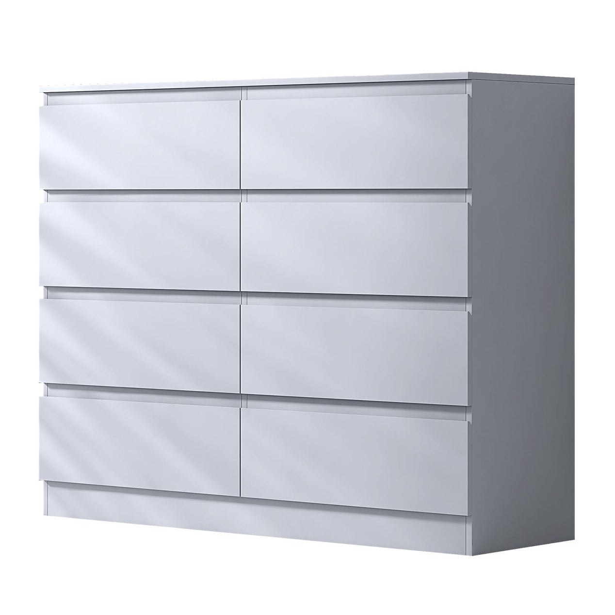 FWStyle Stora 8 Drawer Wide 4+4 Chest Of Drawers - Matt White