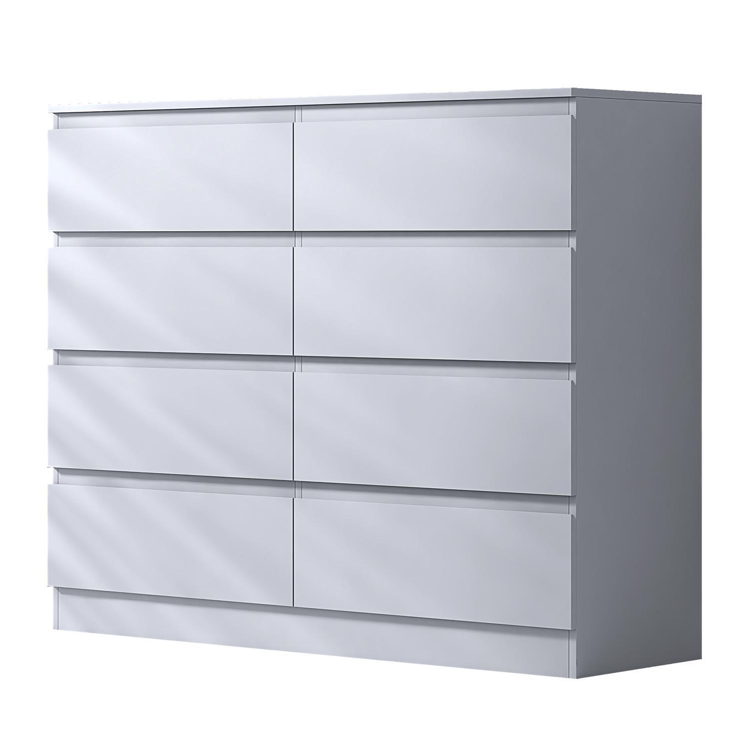 FWStyle Stora 8 Drawer Wide 4+4 Chest Of Drawers - Matt White