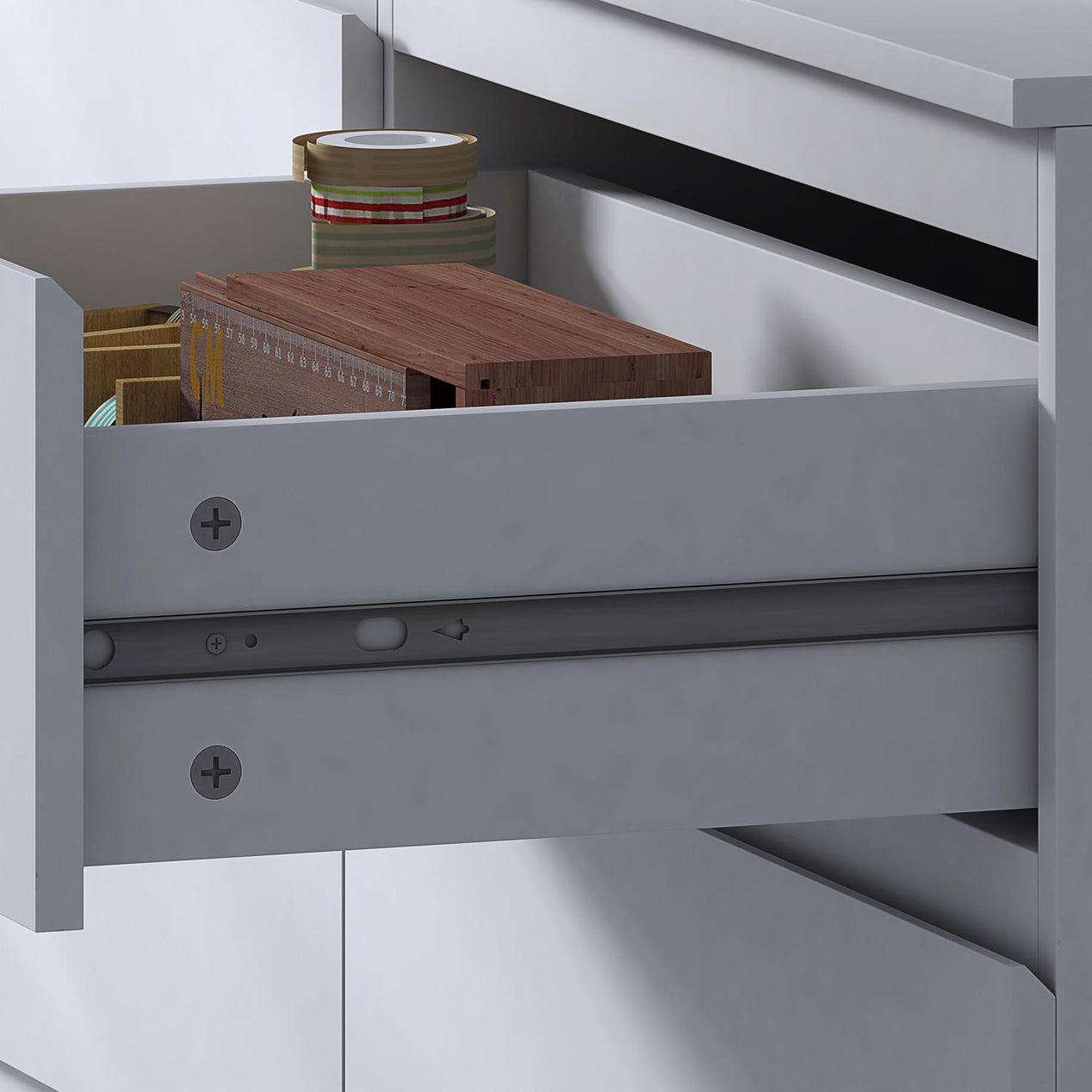 FWStyle Stora 8 Drawer Wide 4+4 Chest Of Drawers - Matt White