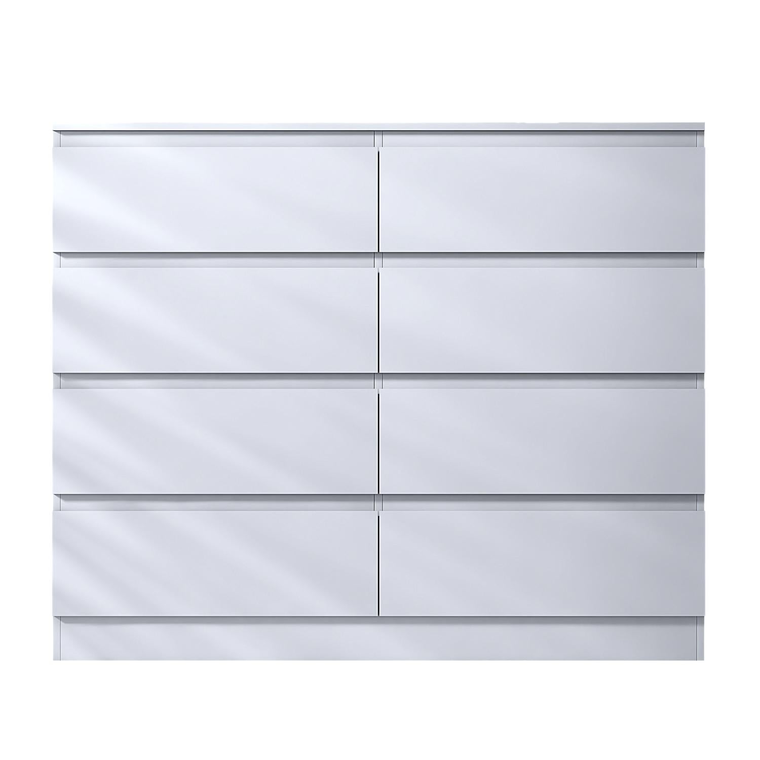 FWStyle Stora 8 Drawer Wide 4+4 Chest Of Drawers - Matt White