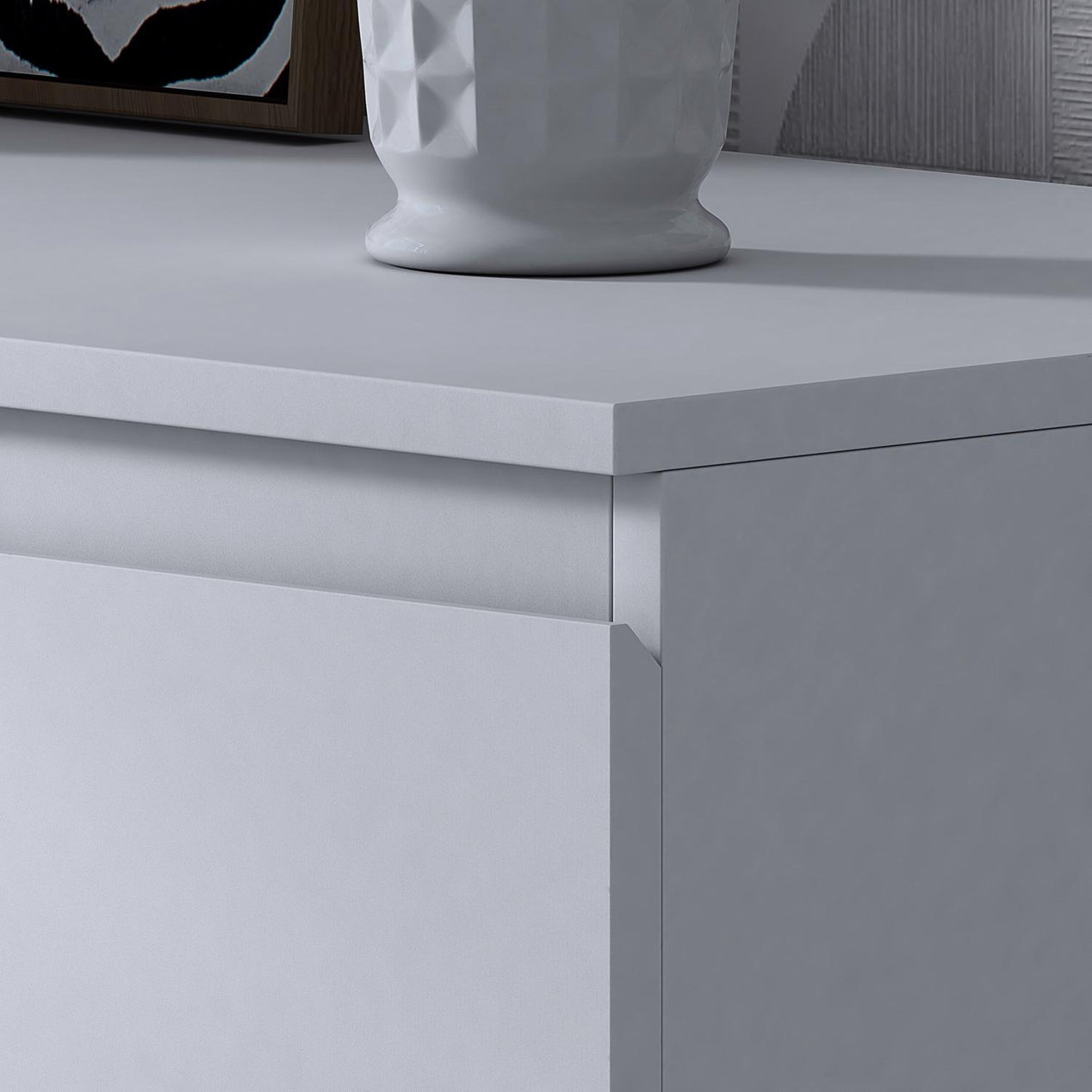 FWStyle Stora 8 Drawer Wide 4+4 Chest Of Drawers - Matt White