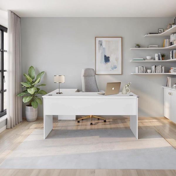 Adore Rio Matt White Corner Desk - Large Reversible Office Desk