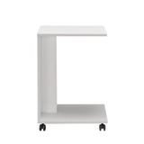 Adore Florida Matt White Sofa Laptop Table on Castors - Mobile Side Table