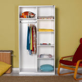 Adore Matt White Sliding 2 Door Wardrobe Half Hanging Half Shelves