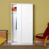 Adore Matt White Sliding 2 Door Wardrobe Half Hanging Half Shelves