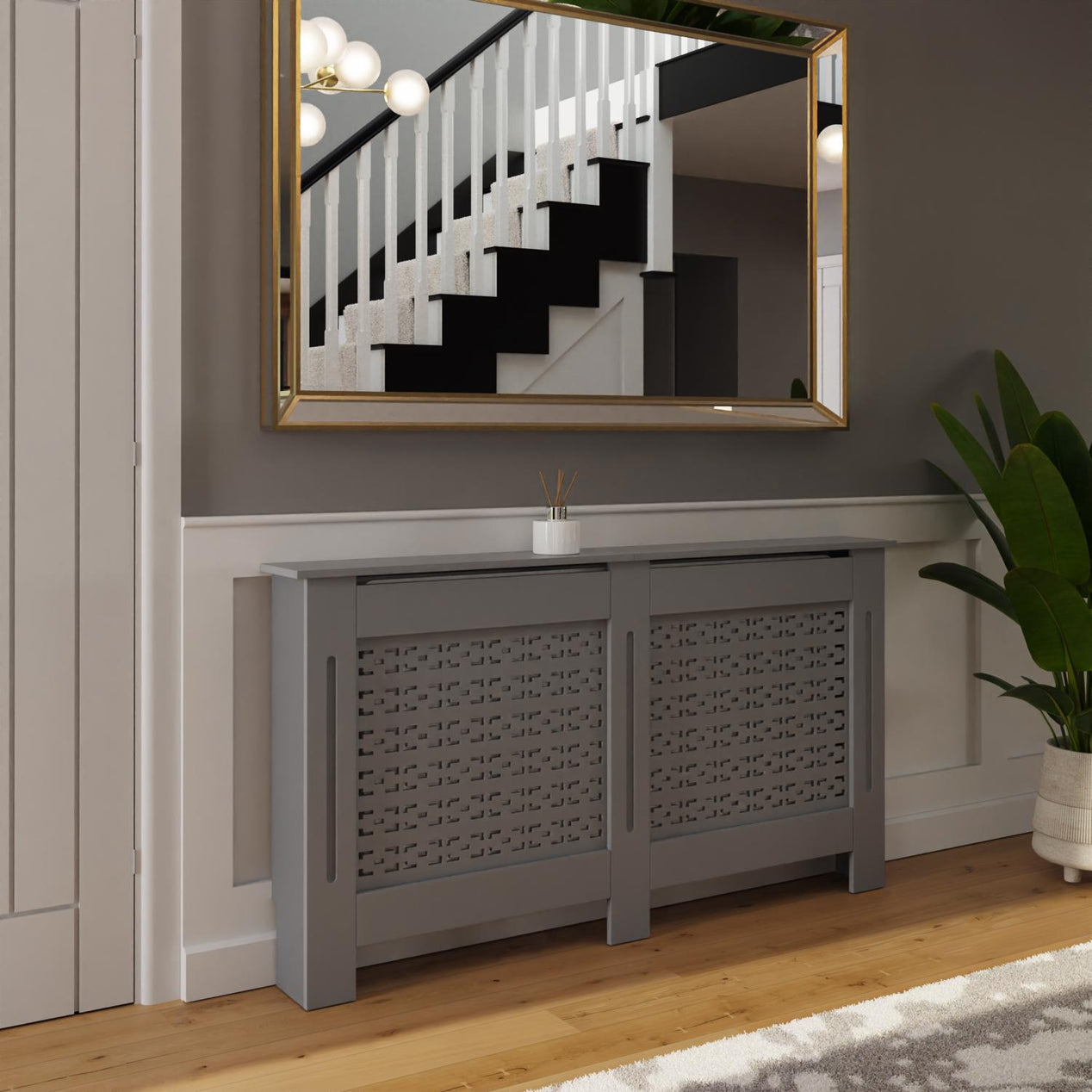 FWStyle Geometric Pattern Large Grey Radiator Cover