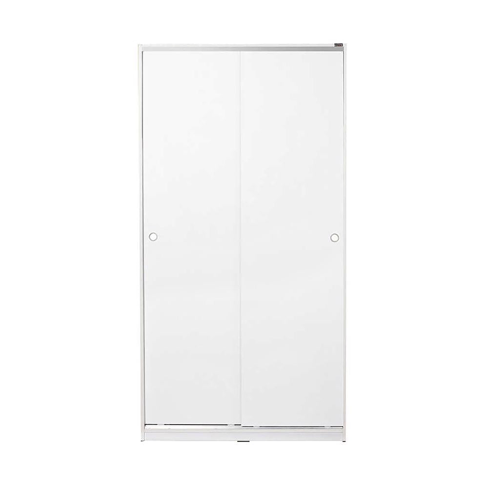 Adore Matt White Sliding 2 Door Wardrobe Half Hanging Half Shelves