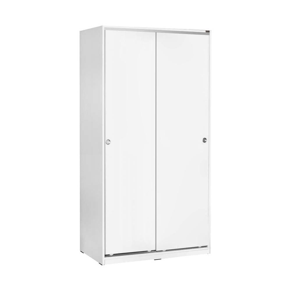 Adore Matt White Sliding 2 Door Wardrobe Half Hanging Half Shelves