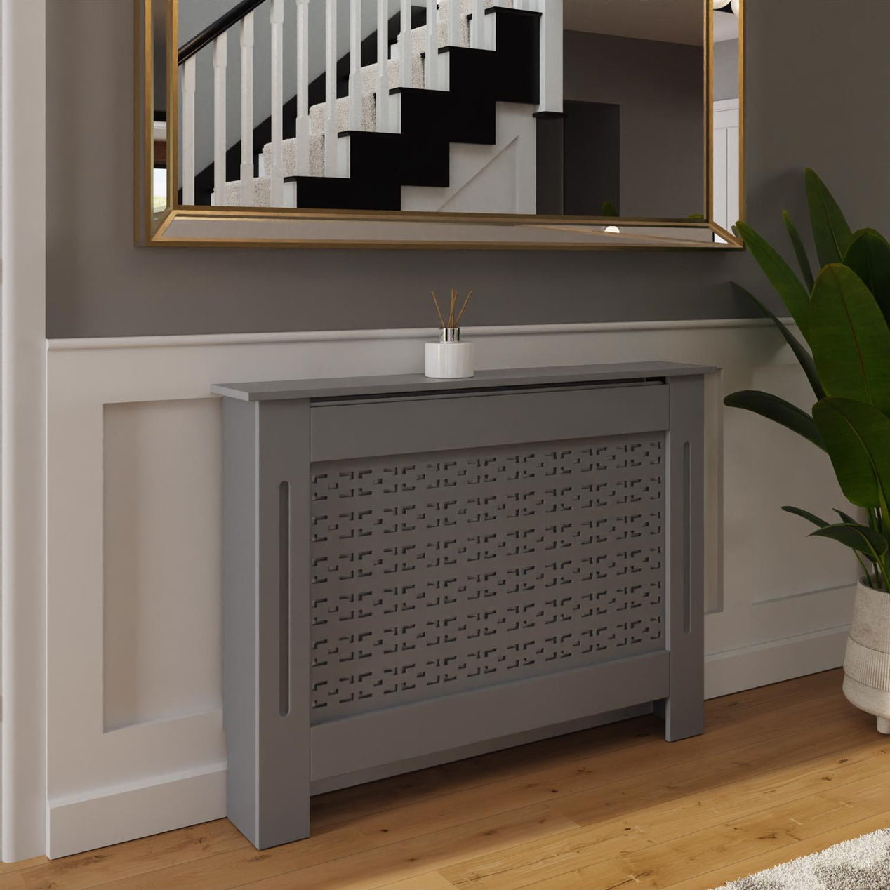 FWStyle Geometric Pattern Medium Grey Radiator Cover