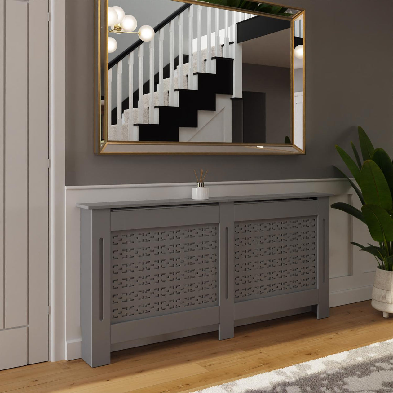FWStyle Geometric Pattern Extra Large Grey Radiator Cover
